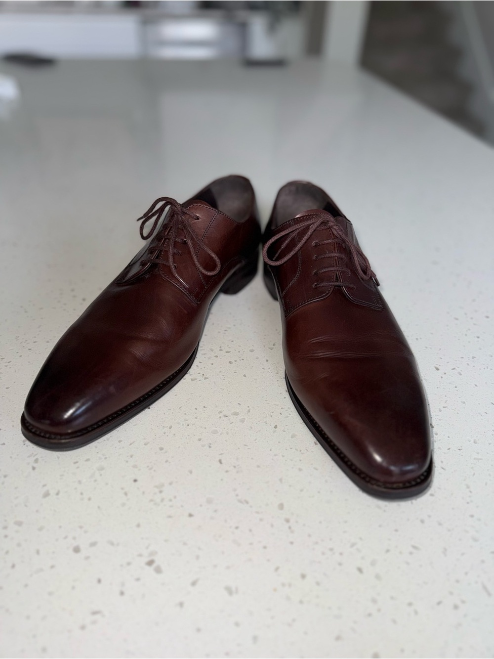 T.M.Lewin Men's Dark Brown Leather Derby Shoes